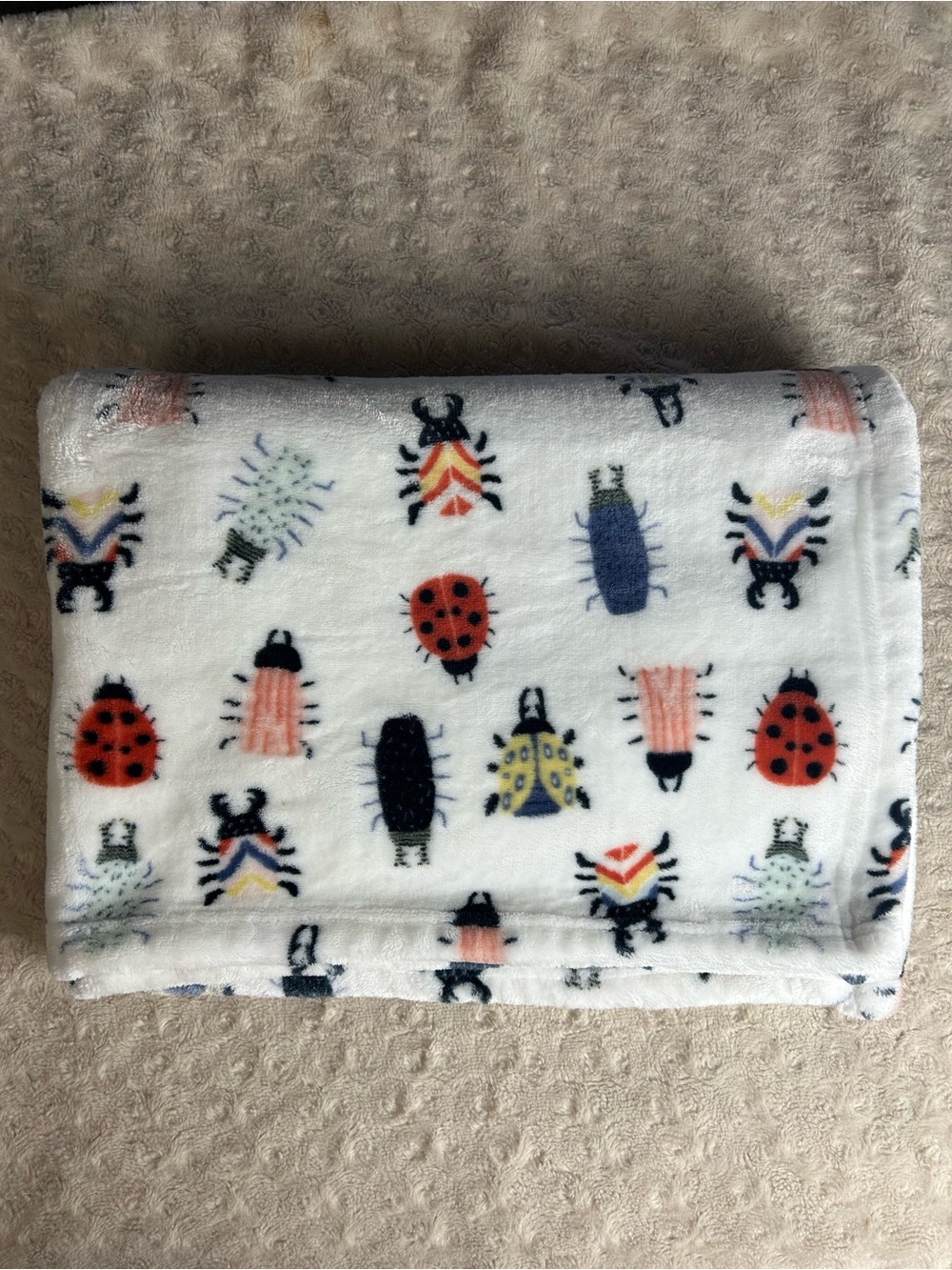 SL Home Fashions Bug Baby Blanket White Pink Red Blue Yellow Creepy Crawlers